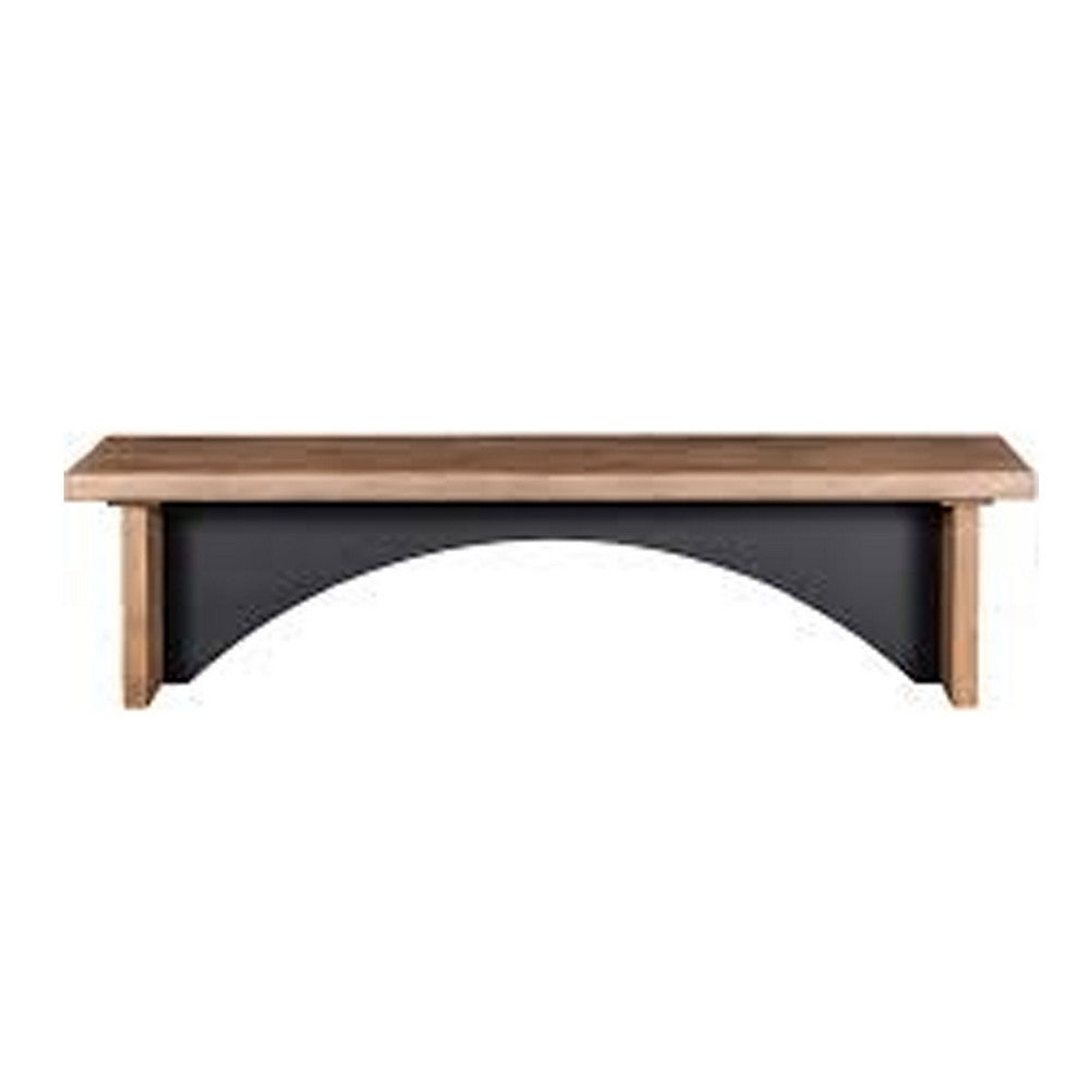 Dining Bench | 72" Desert Brown Mahogany Wood | Black Arched Base