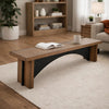 Dining Bench | 72" Desert Brown Mahogany Wood | Black Arched Base