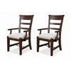 Reggie Armchair Set of 2 | Mocha Brown Mahogany Wood | White Padded Seat