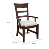 Reggie Armchair Set of 2 | Mocha Brown Mahogany Wood | White Padded Seat