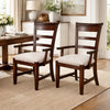 Reggie Armchair Set of 2 | Mocha Brown Mahogany Wood | White Padded Seat