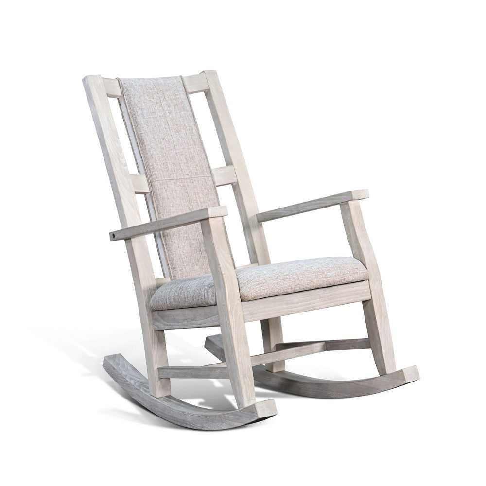 Keza Rocking Chair | Padded Seat | Light Gray Mindi Wood Frame