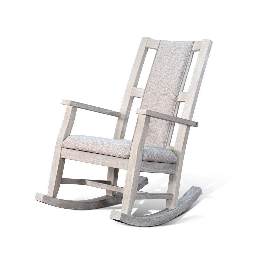 Keza Rocking Chair | Padded Seat | Light Gray Mindi Wood Frame