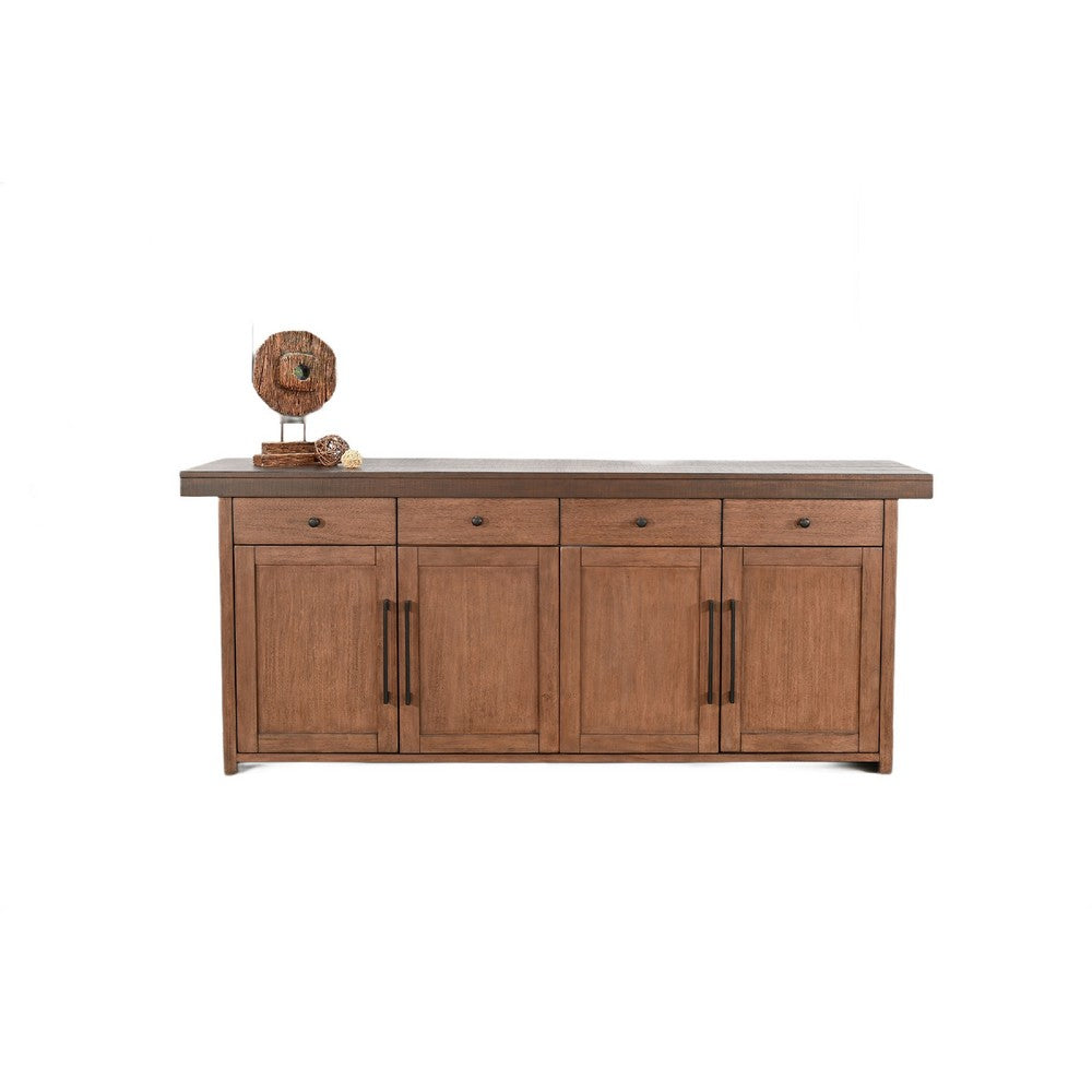 Wedy Sideboard Dining Server | 4 Door Cabinet | 86" Brown Mahogany Wood