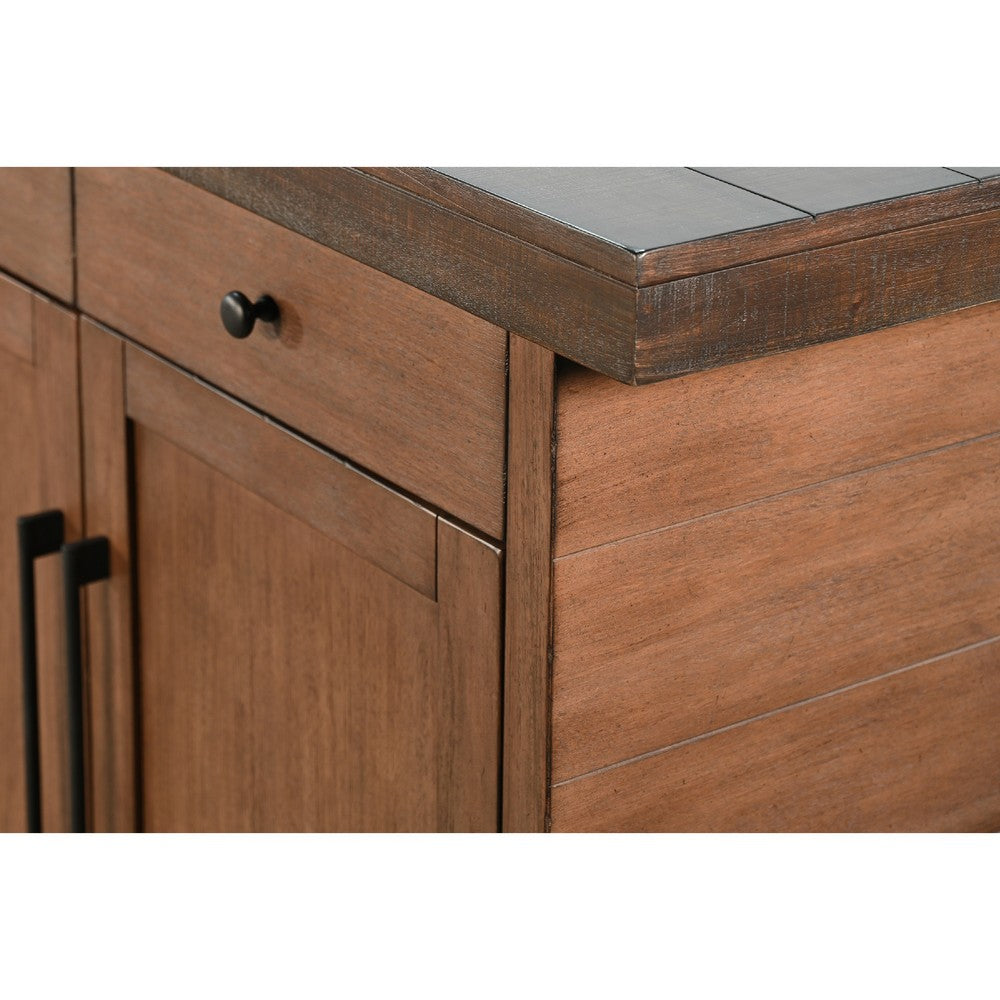 Wedy Sideboard Dining Server | 4 Door Cabinet | 86" Brown Mahogany Wood