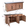 Wedy Sideboard Dining Server | 4 Door Cabinet | 86" Brown Mahogany Wood