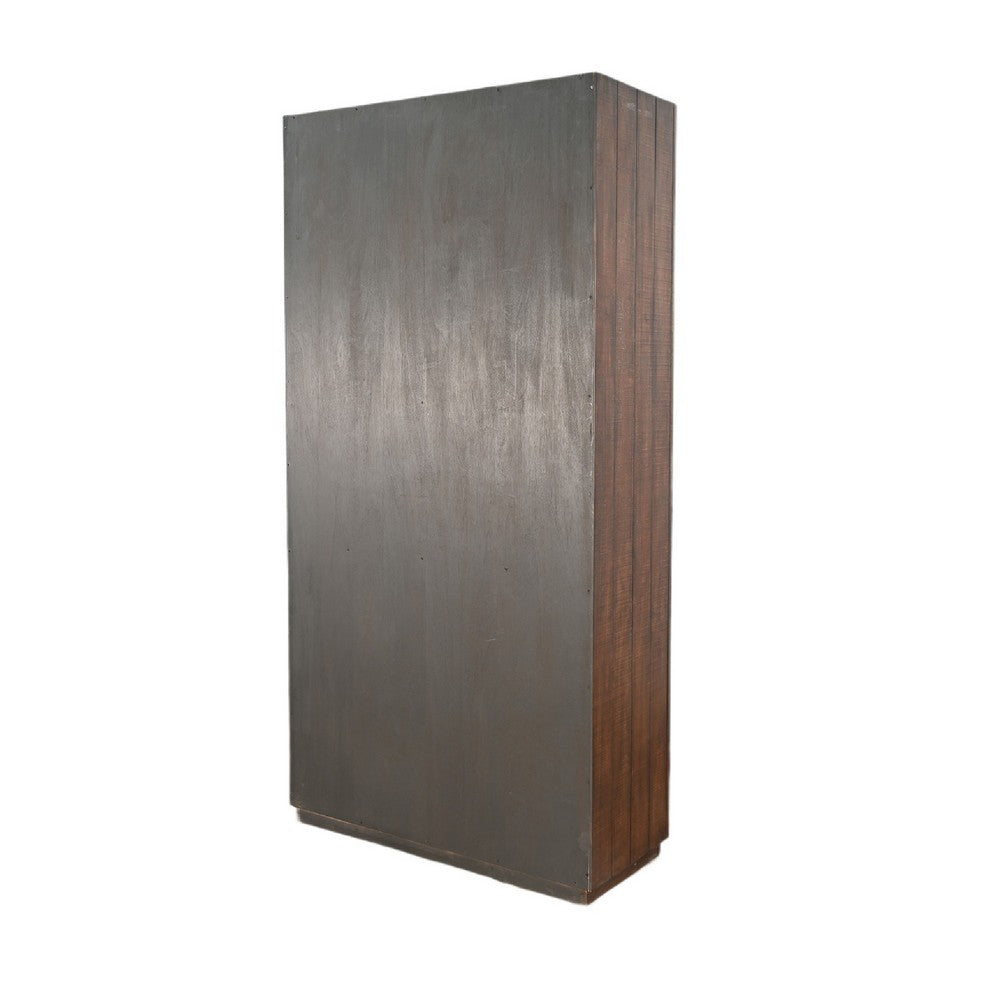 Wedy Curio Cabinet | Glass Doors | 86" Brown Finish Mahogany Wood
