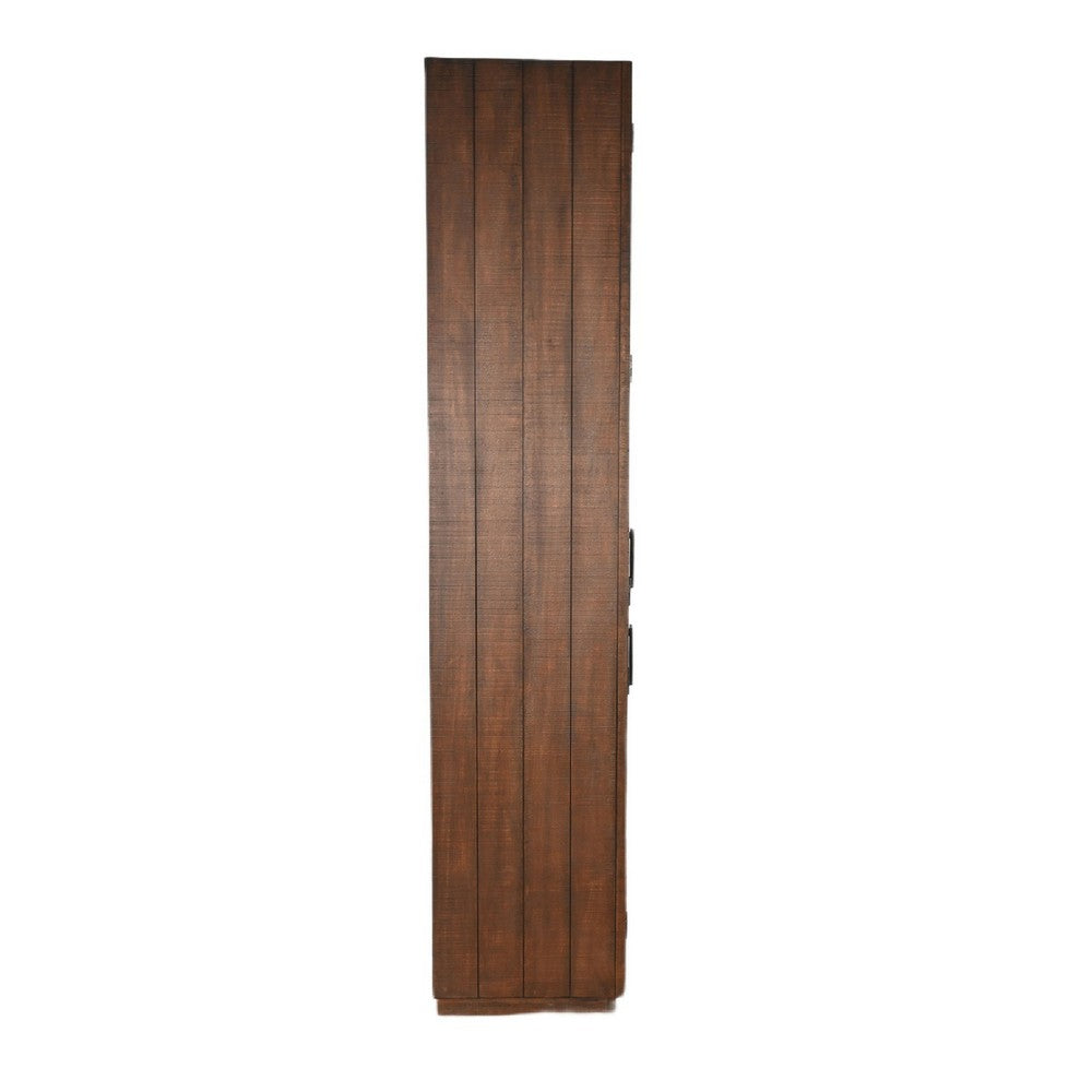 Wedy Curio Cabinet | Glass Doors | 86" Brown Finish Mahogany Wood