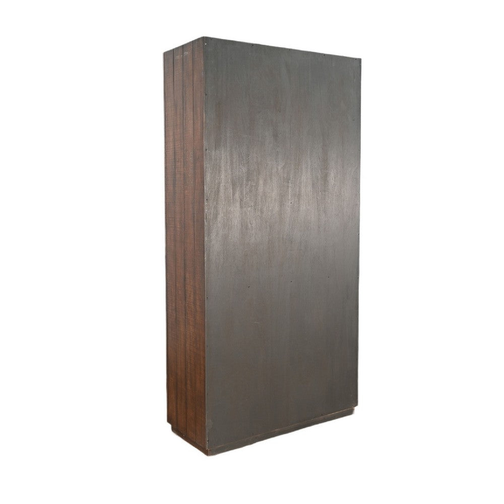 Wedy Curio Cabinet | Glass Doors | 86" Brown Finish Mahogany Wood