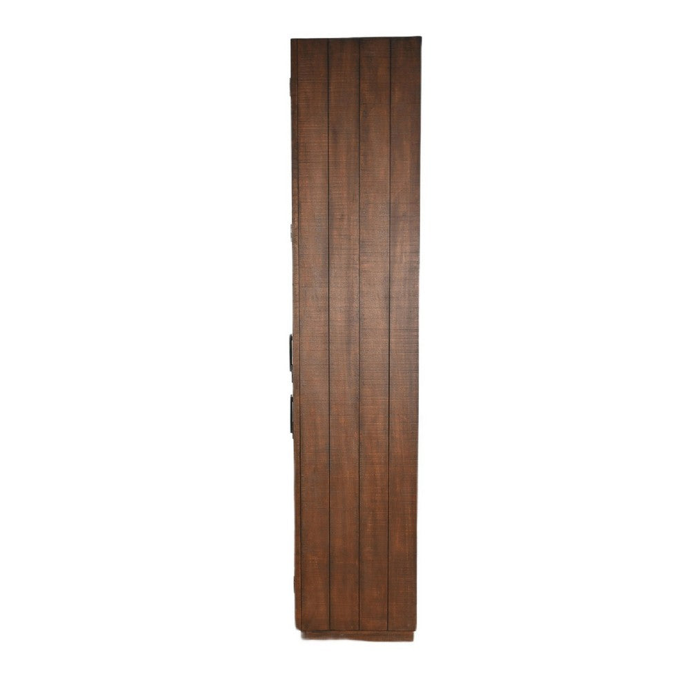 Wedy Curio Cabinet | Glass Doors | 86" Brown Finish Mahogany Wood