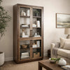 Wedy Curio Cabinet | Glass Doors | 86" Brown Finish Mahogany Wood