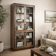 Wedy Curio Cabinet | Glass Doors | 86" Brown Finish Mahogany Wood