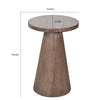 Myro Accent Table | 13" Round Top with Cone Base | Buckskin Brown Mahogany Wood