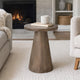 Myro Accent Table | 13" Round Top with Cone Base | Buckskin Brown Mahogany Wood