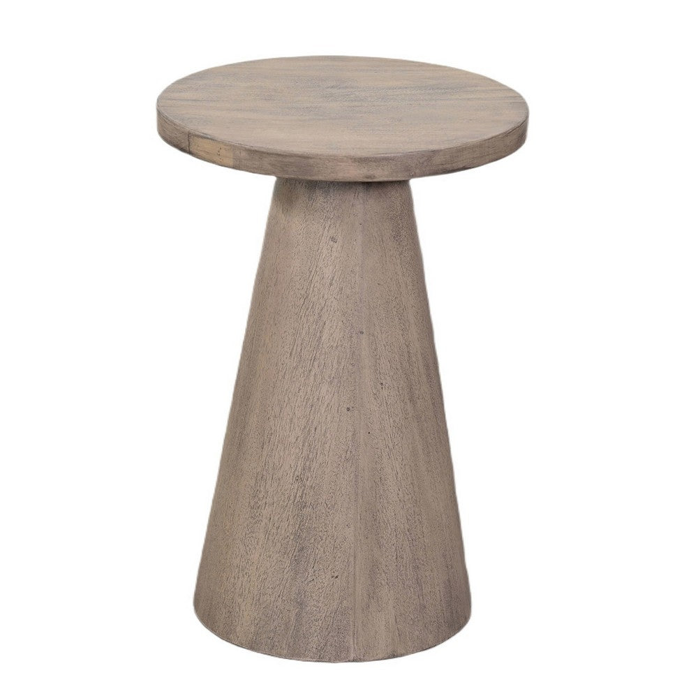 Myro Accent Table | 13" Round Top with Cone Base | Hazelnut Brown Mahogany Wood