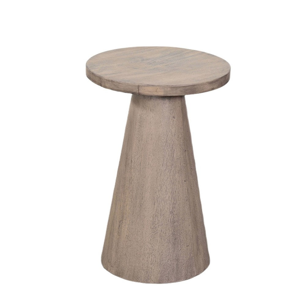 Myro Accent Table | 13" Round Top with Cone Base | Hazelnut Brown Mahogany Wood