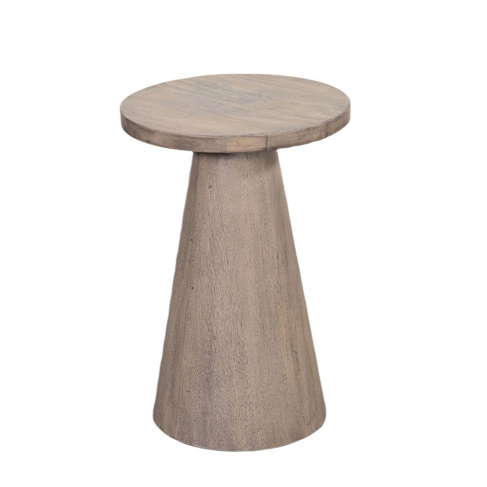 Myro Accent Table | 13" Round Top with Cone Base | Hazelnut Brown Mahogany Wood