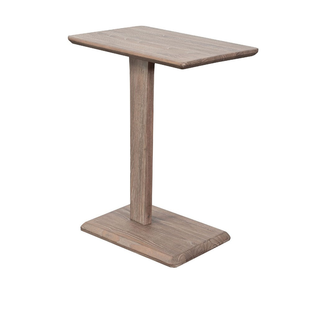 Meya Side End Drink Table | 18" Top | C Base Accent | Oak Grove Brown