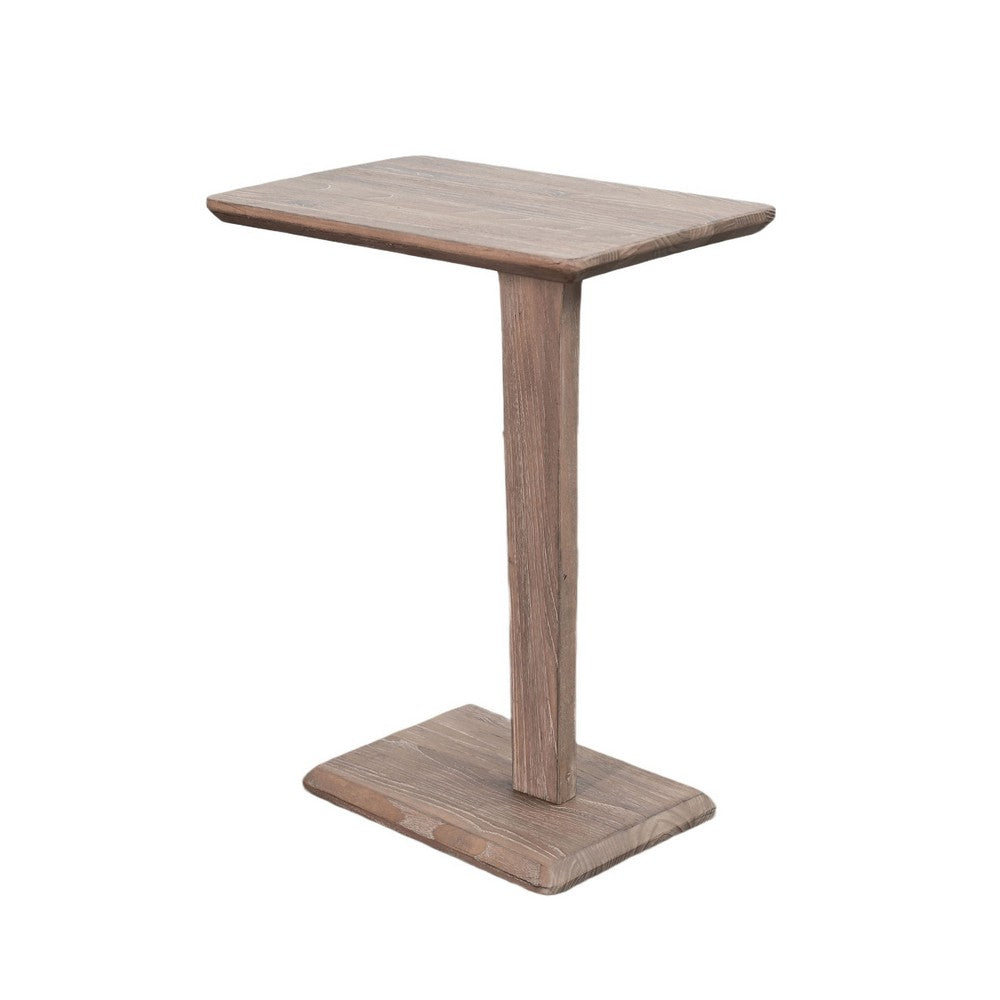 Meya Side End Drink Table | 18" Top | C Base Accent | Oak Grove Brown
