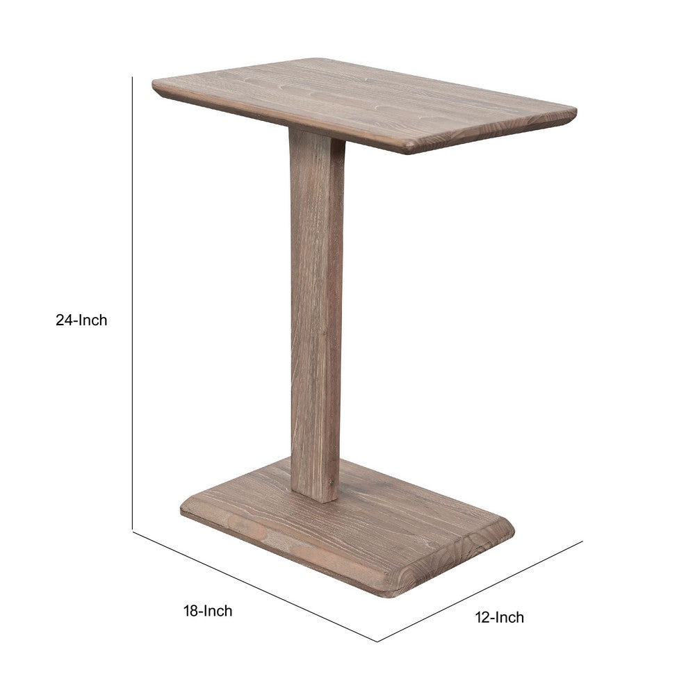 Meya Side End Drink Table | 18" Top | C Base Accent | Oak Grove Brown