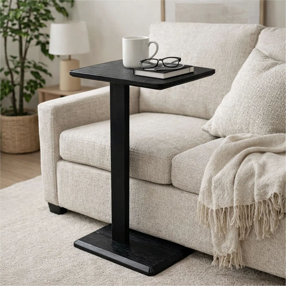 Meya Side End Drink Table | 18" Top | C Base Accent | Oak Grove Brown