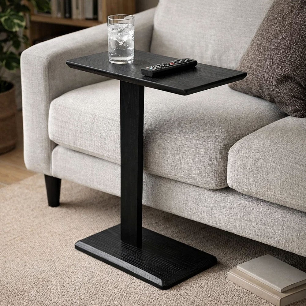 Meya Side End Drink Table | 18" Top | C Base Accent | Oak Grove Brown