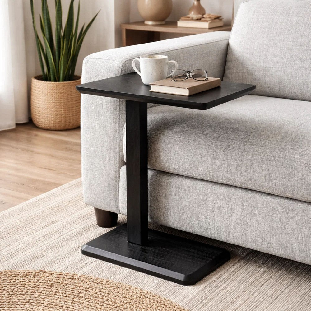 Meya Side End Drink Table | 18" Top with C Base Accent | Umbra Black