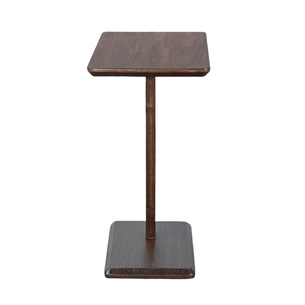 Meya Side End Drink Table | 18" Top with C Base Accent | Walnut Brown