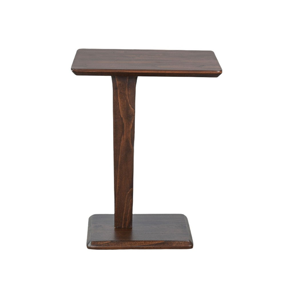 Meya Side End Drink Table | 18" Top with C Base Accent | Walnut Brown