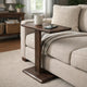 Meya Side End Drink Table | 18" Top with C Base Accent | Walnut Brown