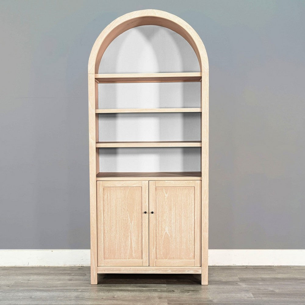 Curio Display Cabinet | Hampton Brown | 84" Arch Wood Frame