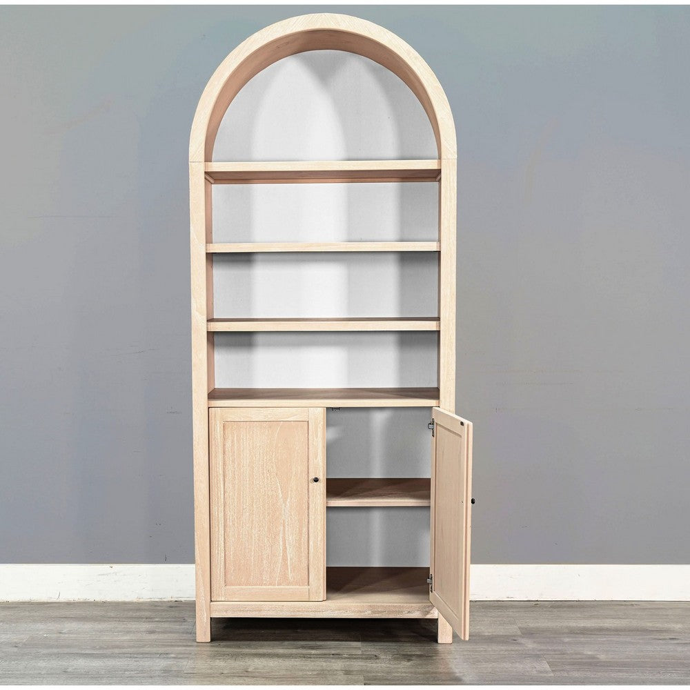 Curio Display Cabinet | Hampton Brown | 84" Arch Wood Frame