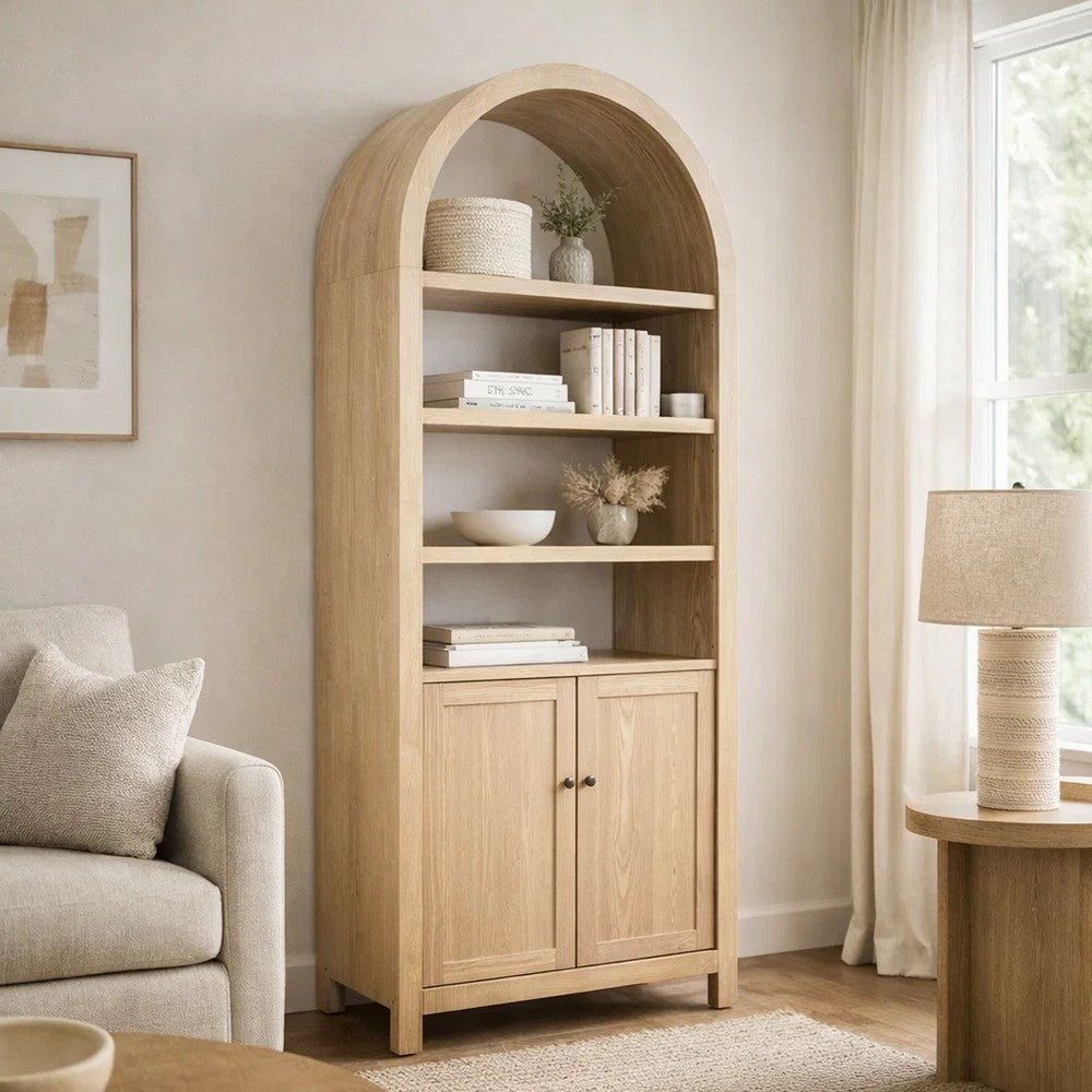 Curio Display Cabinet | Hampton Brown | 84" Arch Wood Frame