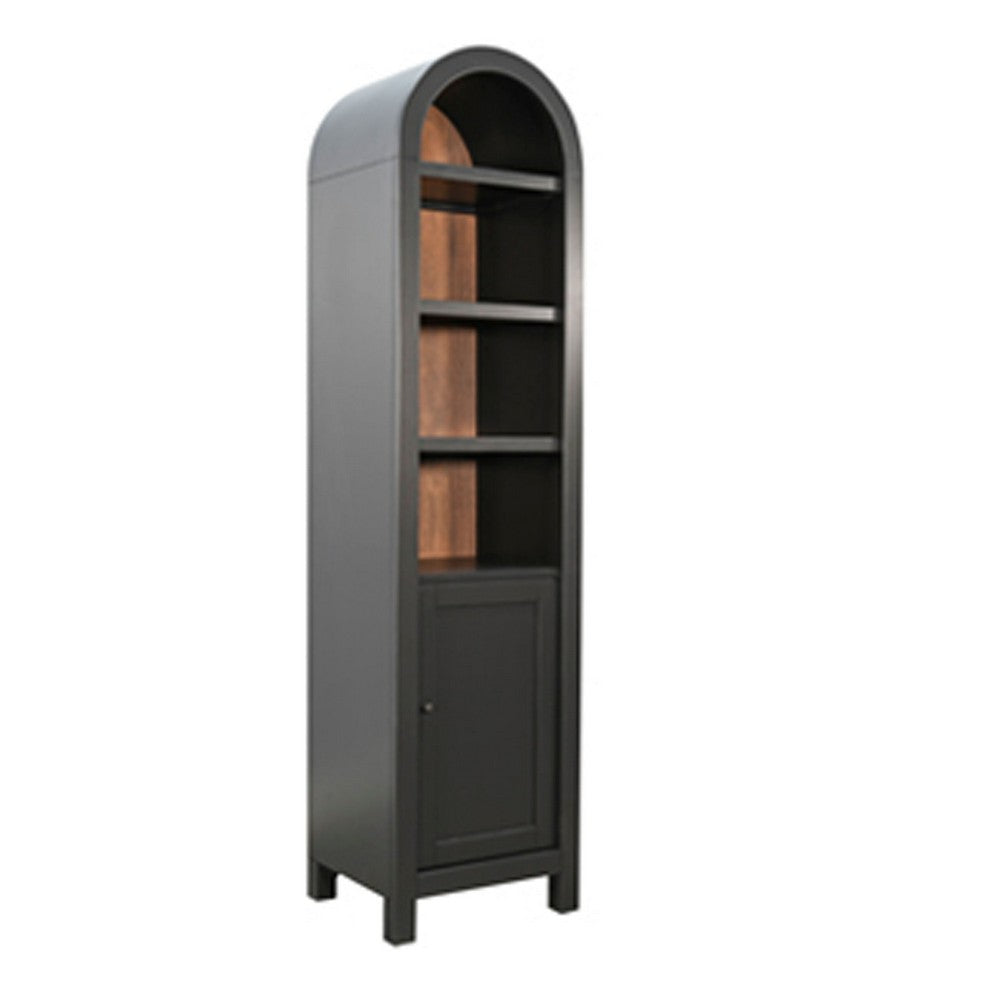 Seza Curio Cabinet | 18" Narrow Design | 72" Black Arched Frame
