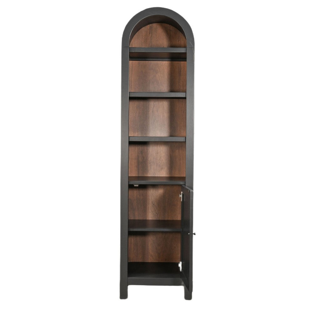 Seza Curio Cabinet | 18" Narrow Design | 72" Black Arched Frame