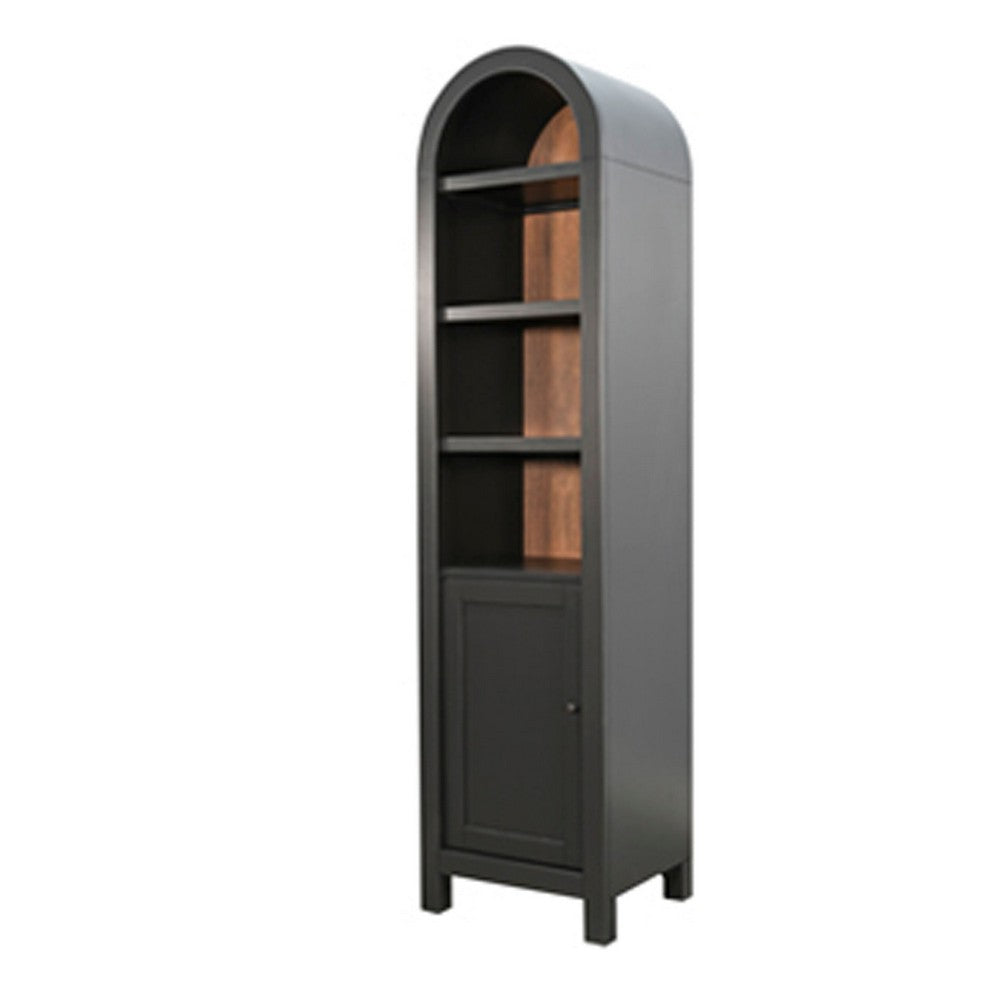 Seza Curio Cabinet | 18" Narrow Design | 72" Black Arched Frame
