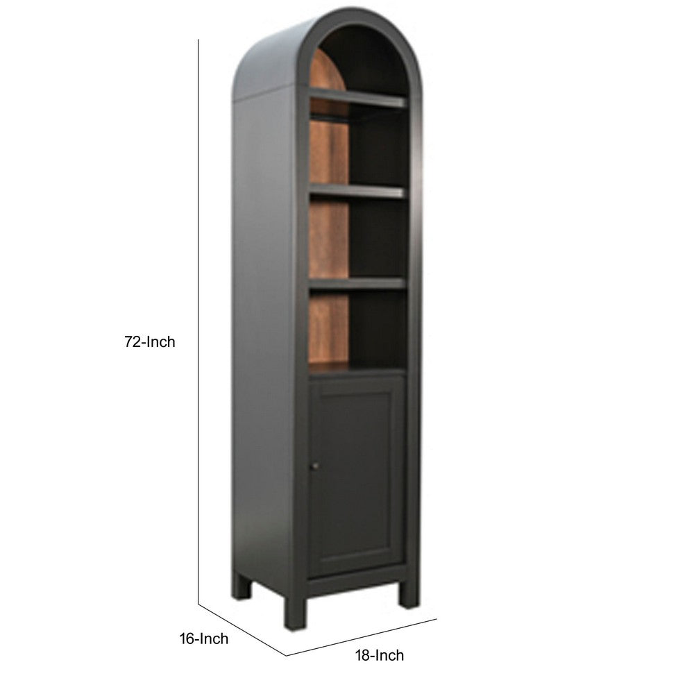 Seza Curio Cabinet | 18" Narrow Design | 72" Black Arched Frame
