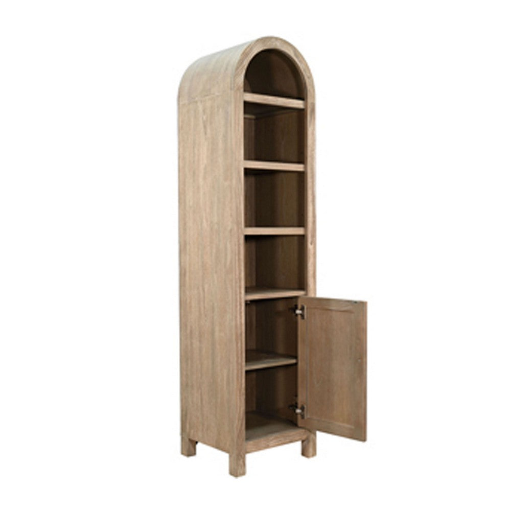 Seza Curio Cabinet | 18" Narrow Design | 72" Wheat Brown Arched Frame