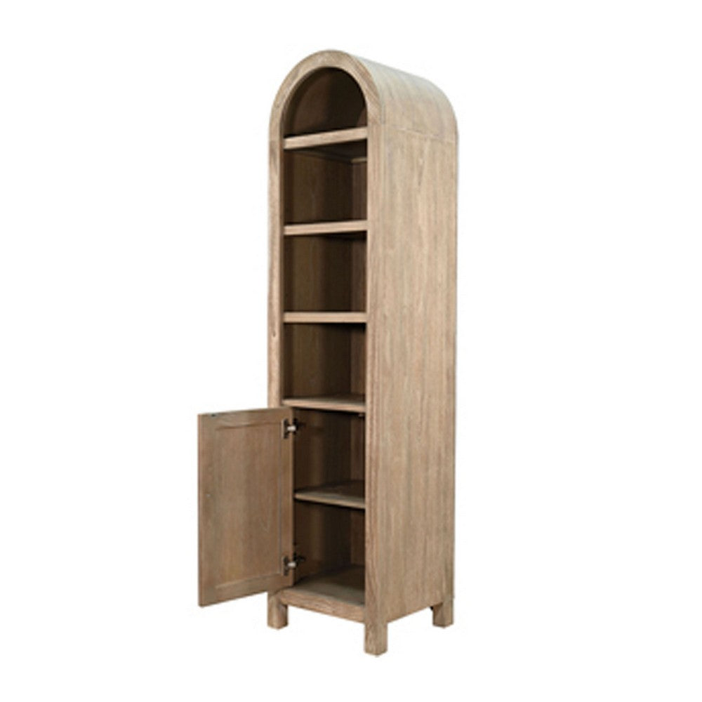 Seza Curio Cabinet | 18" Narrow Design | 72" Wheat Brown Arched Frame