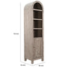 Seza Curio Cabinet | 18" Narrow Design | 72" Wheat Brown Arched Frame