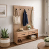 Elizeh Hall Tree Coat Rack with Bench | 2 Drawers | 72" Desert Brown