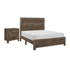 Queen Size Bedroom Set, Brown Finish, Panel Design, 2-Piece Set with Bed and Nightstand