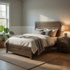 Queen Size Bedroom Set, Brown Finish, Panel Design, 2-Piece Set with Bed and Nightstand