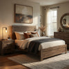 Queen Size Bedroom Set, Brown Finish, Panel Design, 2-Piece Set with Bed and Nightstand