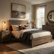Queen Size Bedroom Set, Brown Finish, Panel Design, 2-Piece Set with Bed and Nightstand