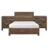 Queen Size Bedroom Set, Brown Finish, Panel Design, 3-Piece Set with Bed and Two Nightstands