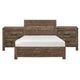 Queen Size Bedroom Set, Brown Finish, Panel Design, 3-Piece Set with Bed and Two Nightstands