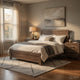 Queen Size Bedroom Set, Brown Finish, Panel Design, 3-Piece Set with Bed and Two Nightstands