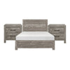 Queen Size Bedroom Set, Gray Finish, Panel Headboard, 3-Piece Set with Bed and Nightstand