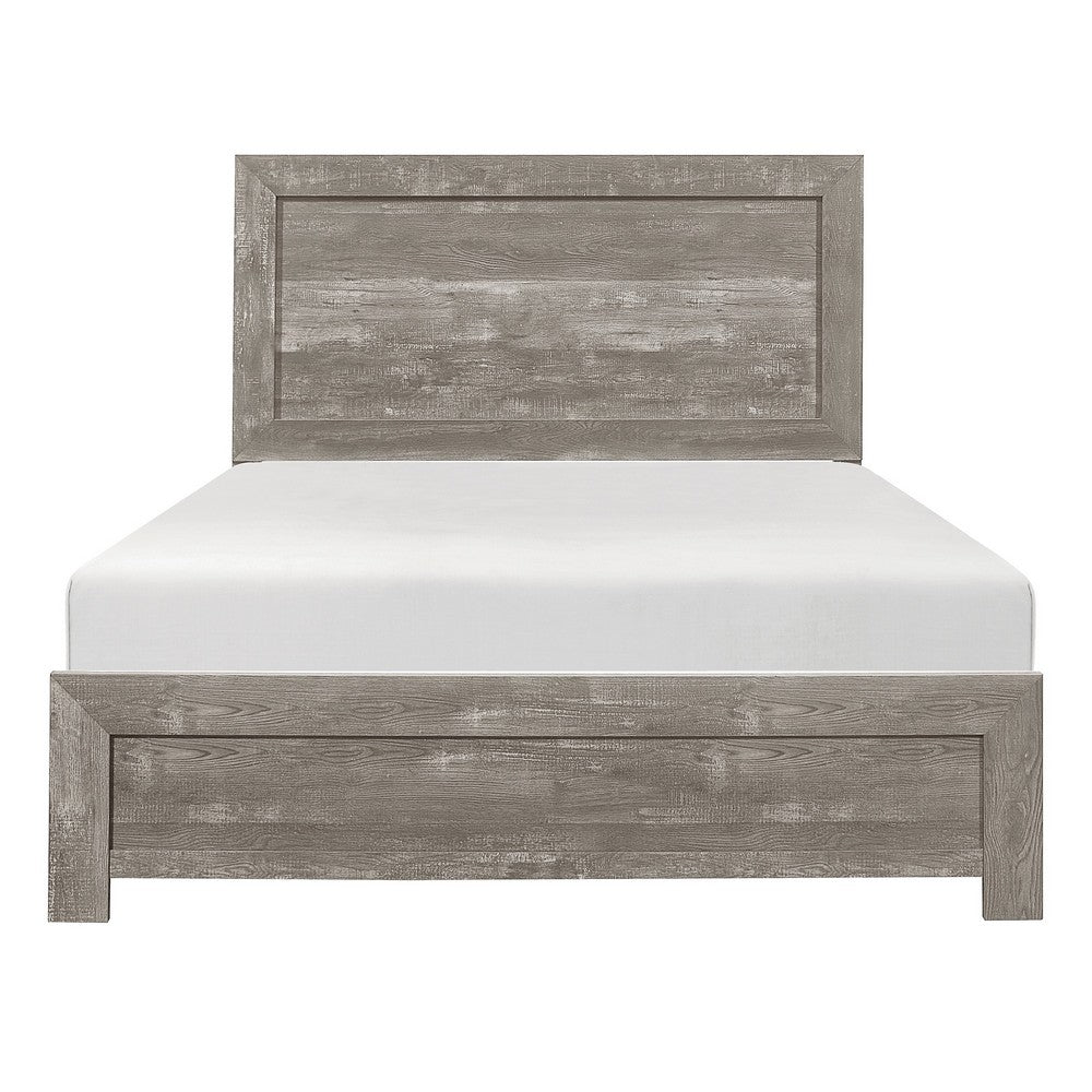 Queen Size Bedroom Set, Gray Finish, Panel Headboard, 3-Piece Set with Bed and Nightstand